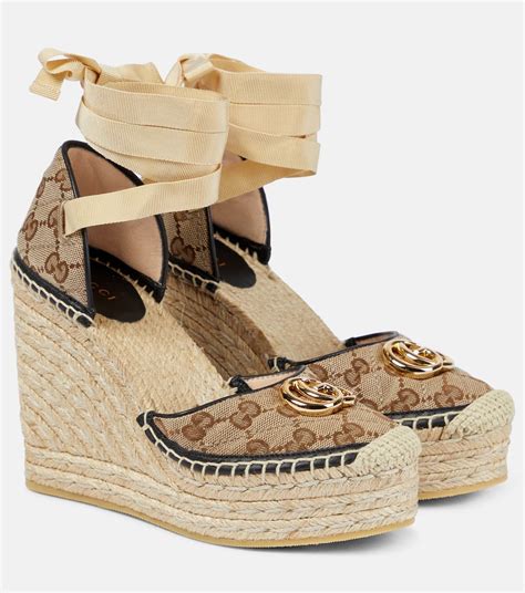 gucci canvas espadrille wedges.